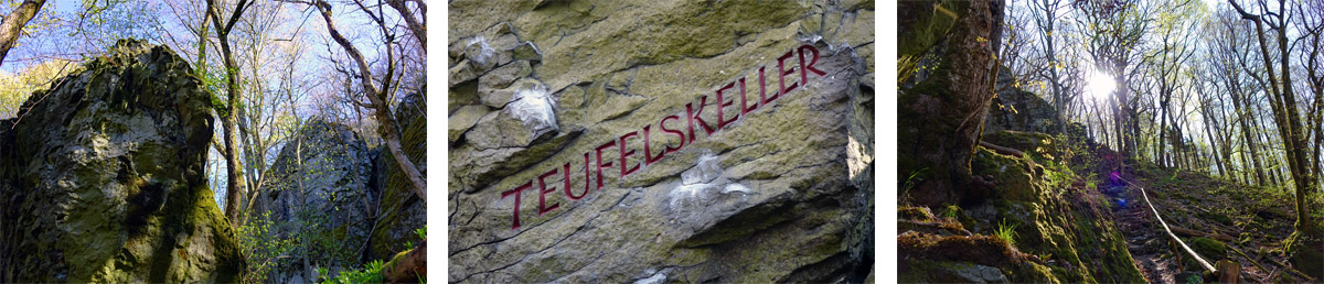 Die Teufelskeller-Höhle auf dem Naturlehrpfad Gangolfsberg in der Bayerischen Rhön