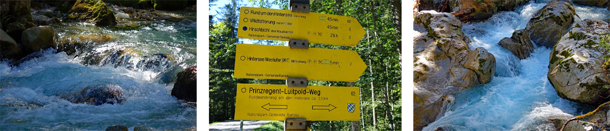 Einer der glasklaren Bäche in den Alpen ist die Ramsauer Ache im Nationalpark Berchtesgaden