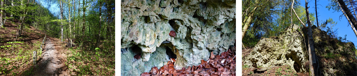 Felsen am Rosstritt bei Velden auf dem Weg zur Petershöhle
