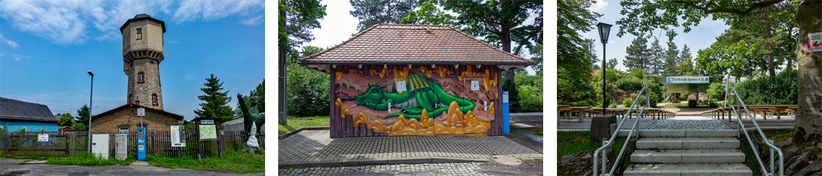 Parkplatz an der Drachenhöhle Syrau bei Plauen in Sachsen