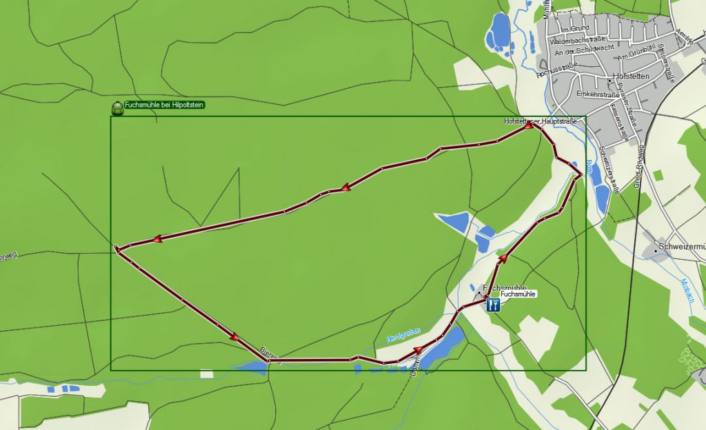 Wanderkarte Fuchsmühlweg bei Hilpoltstein in Mittelfranken