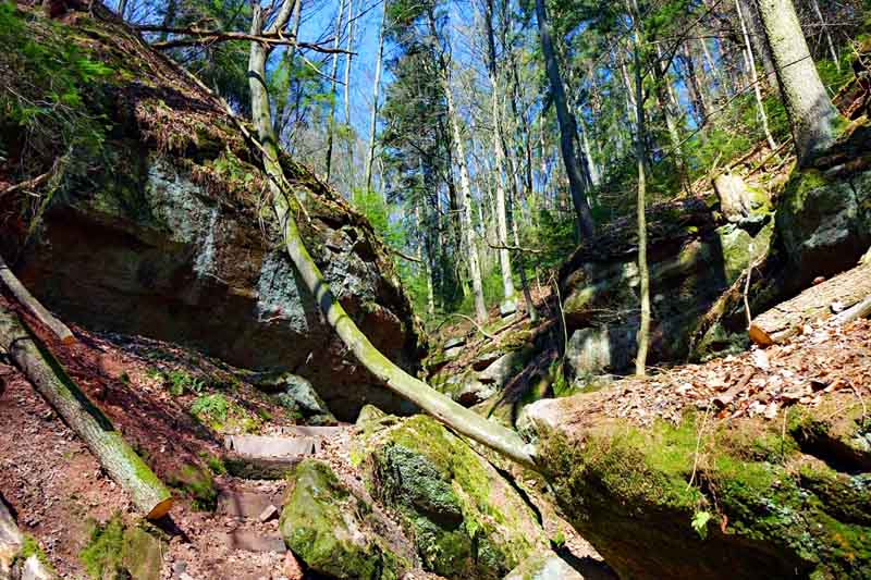 Geheimnisvolle Gräben, Schluchten und Klammen in Franken 7 schluchten klammen franken massendorfer schlucht spalt