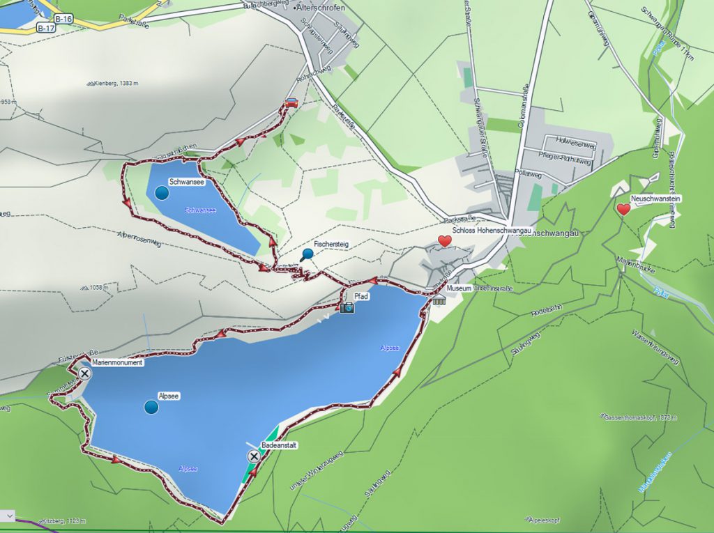 Rundwanderung Schwansee Alpsee Hohenschwangau Karte