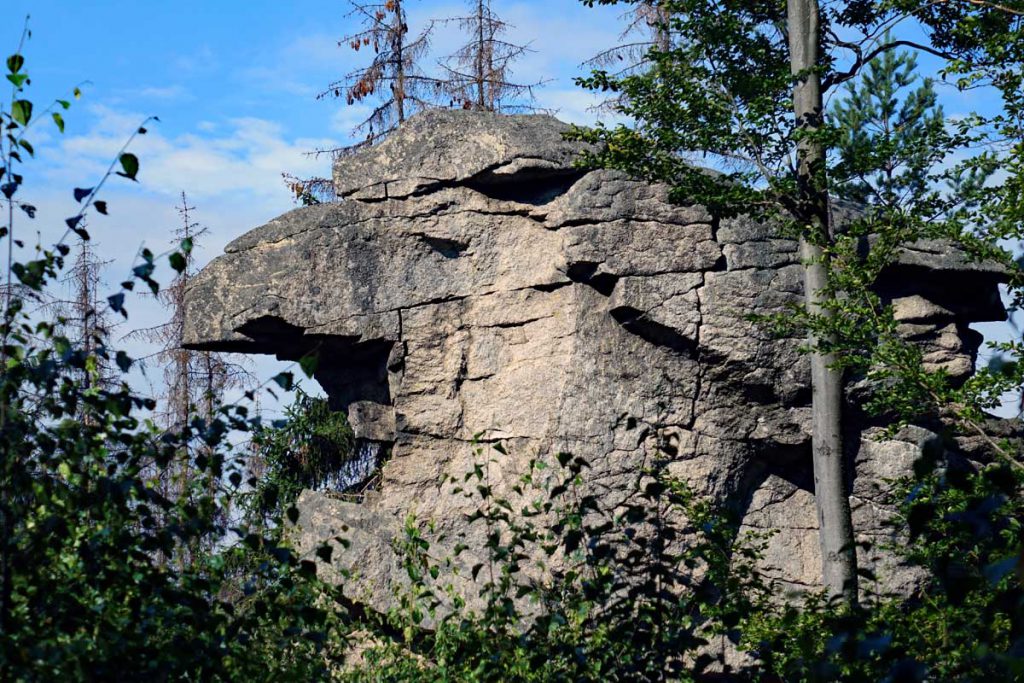wandern in deutschland bayern oberpfalz steinwald waldlehrpfad waldhistorischer lehrpfad pfaben erbendorf rundwanderweg zipfeltannenfelsen sphinx