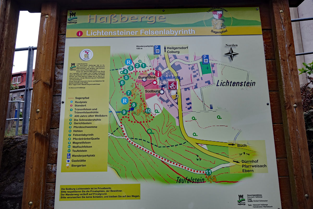 BURGRUINE LICHTENSTEIN (Haßberge) 16 Sagenweg im Felsenlabyrinth Lichtenstein Haßberge