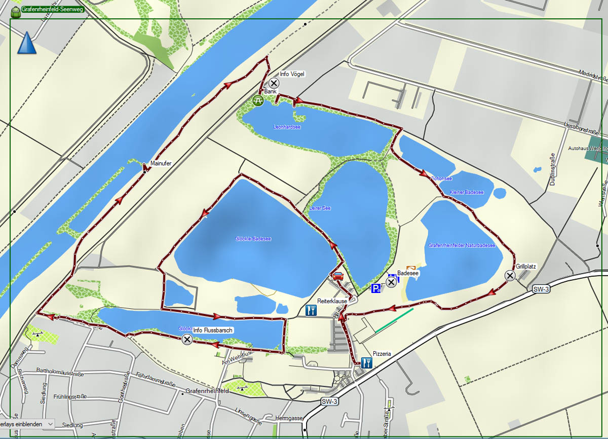 Grafenrheinfeld: Seenlandschaft Altmainarm Nord 18 grafenrheinfeld seenrundweg karte
