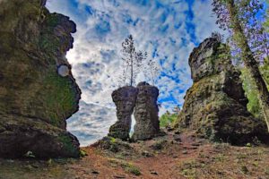 Von der Teufelshöhle zum Hasenloch - Rundwanderung um Pottenstein (Fränkische Schweiz) 25 Adlerstein zwischen Riesenburg und Quackenschloss bei Engelhardsberg im Wiesenttal
