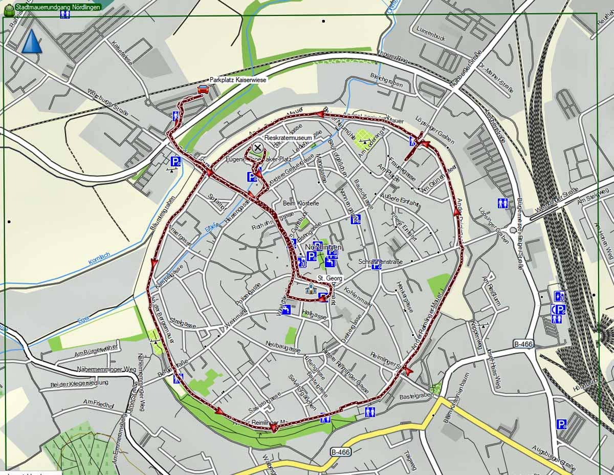 Geopark Nördlinger Ries 27 stadtmauer rundgang nördlingen karte