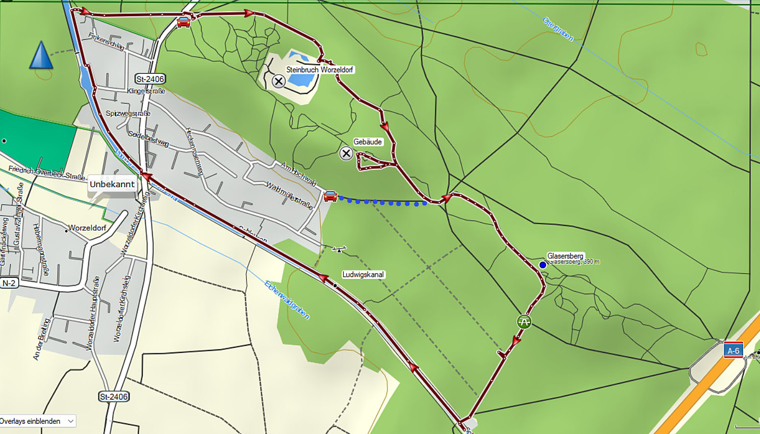 Vom Steinbruch Worzeldorf zum Alten Kanal 27 steinbruch worzeldorf wanderkarte