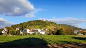 blick von der mainaue großheubach zum kloster engelberg wanderung rundweg